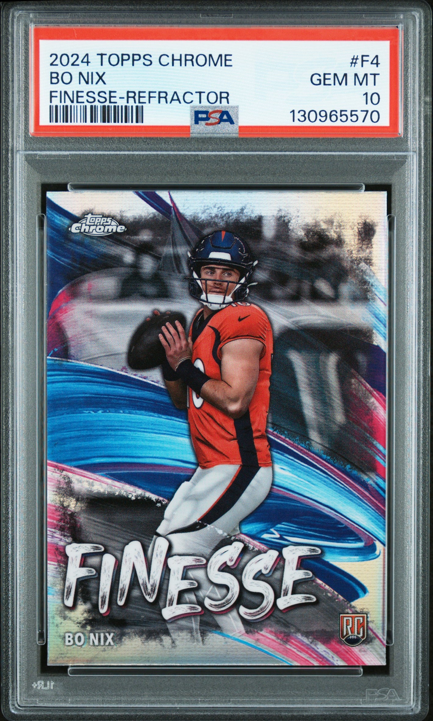 2024 Topps Chrome #F-4 Bo Nix Finesse Refractor PSA 10