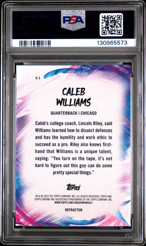 2024 Topps Chrome #F-1 Caleb Williams Rookie RC Finesse Refractor PSA 10