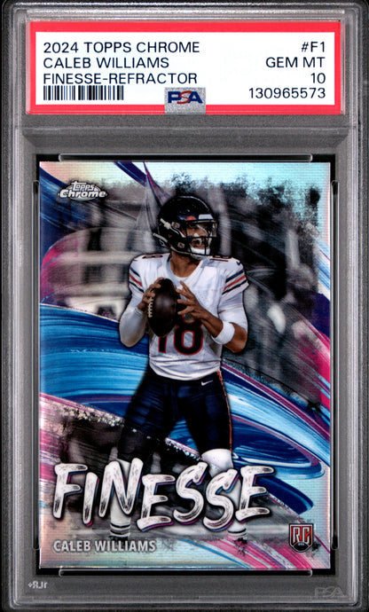2024 Topps Chrome #F-1 Caleb Williams Rookie RC Finesse Refractor PSA 10