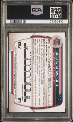 2023 Bowman Justin Crawford 1st Chrome Fuchsia Crater Refractor PSA 10 /199