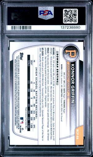 2025 Bowman #BCP-86 Konnor Griffin Chrome Fuchsia Wave Refractor PSA 10 /199