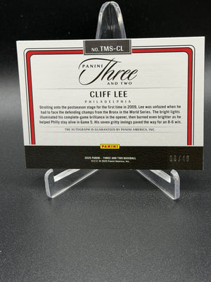 2025 Panini Three and Two #TMS-CL Cliff Lee Timeless Moments Signatures #/49