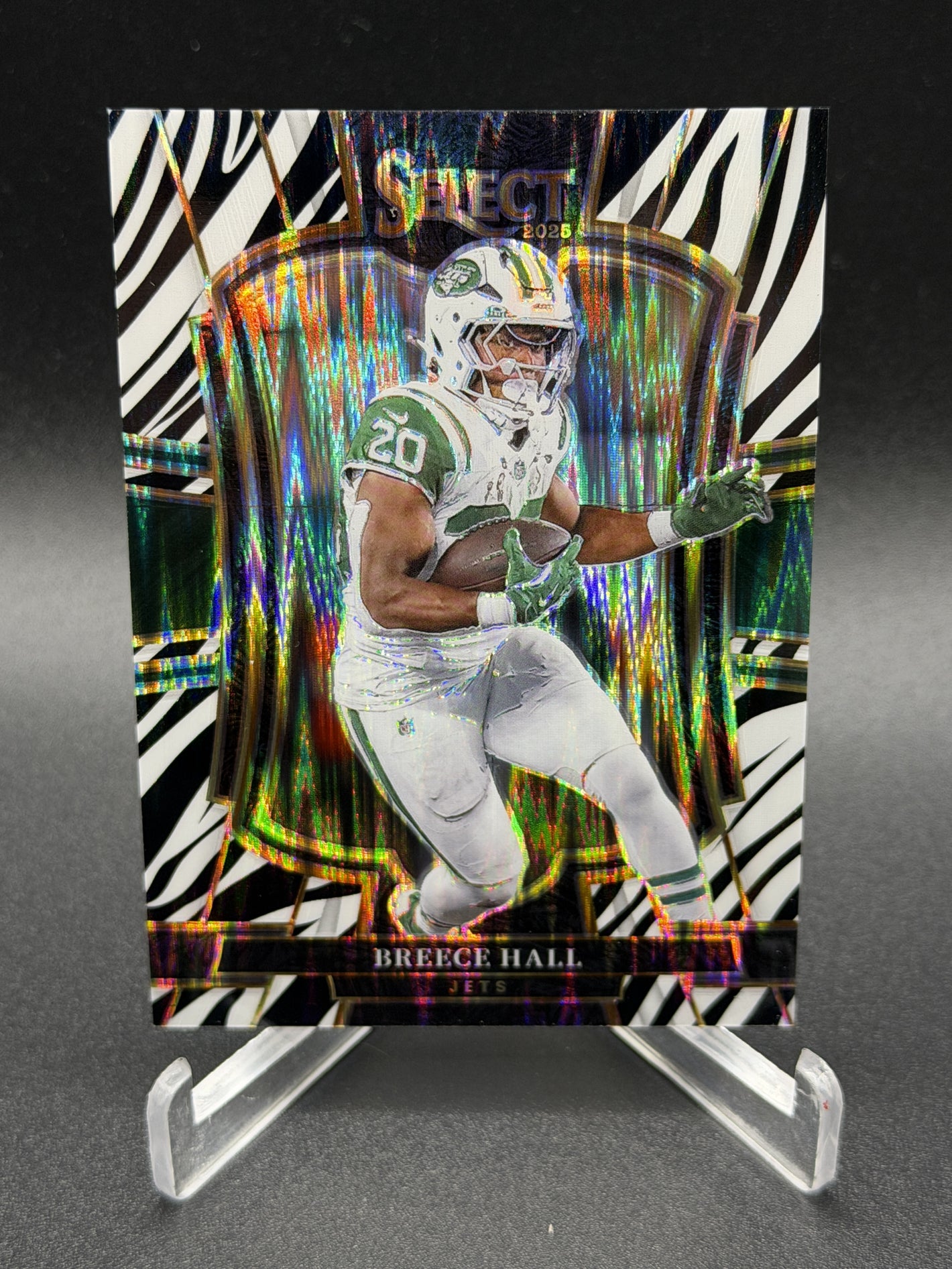 2025 Panini Select #175 Breece Hall Zebra Prizm Shock