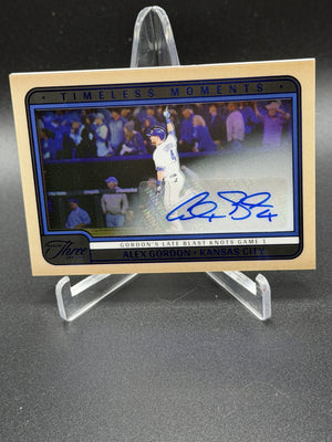 2025 Panini Three and Two Alex Gordon Timeless Moments Auto Blue #/32
