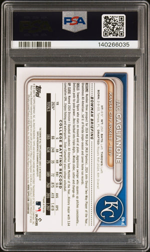 2024 Bowman Draft Jac Caglianone 1st Chrome Auto Sparkle Refractor /71 PSA 9