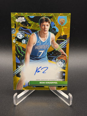 2025-26 Topps Chrome Cosmic Kon Knueppel RC Auto Gold Interstellar Refractor /50