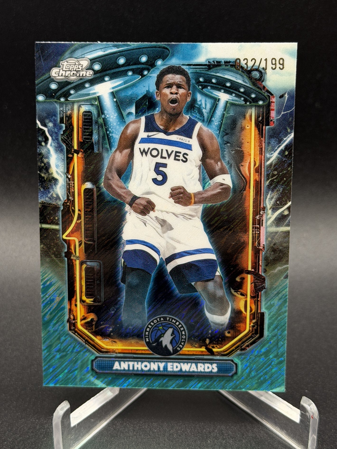 2025-26 Topps Chrome Cosmic Anthony Edwards Extraterrestrial Talent Aqua /199