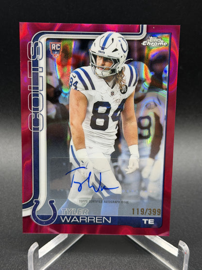 2025 Topps Chrome #RA-TWA Tyler Warren Rookie Auto Magenta Lava Refractor /399