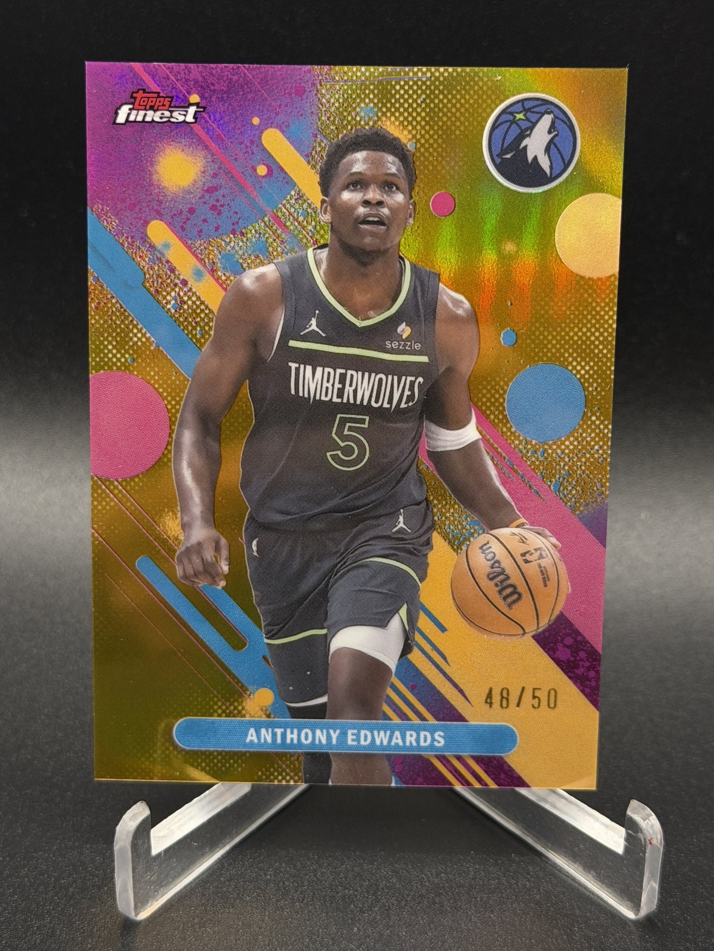 2025-26 Finest #63 Anthony Edwards Gold Refractor #/50