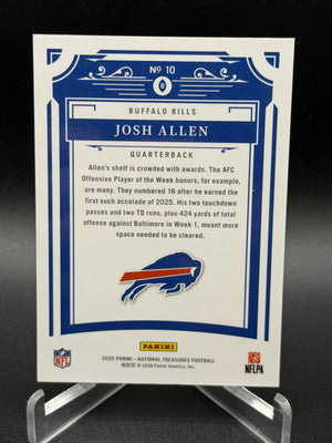 2025 Panini National Treasures #10 Josh Allen Purple #/75
