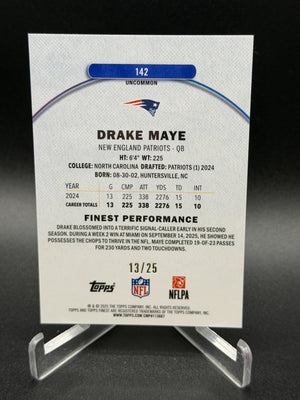 2025 Finest #142 Drake Maye Gold Geometric Refractor W/ Coating /25