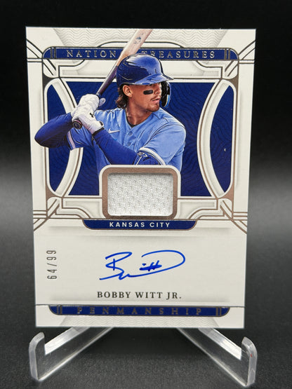 2022 National Treasures #PMS-BWJ Bobby Witt Jr. Penmanship Materials Auto /99