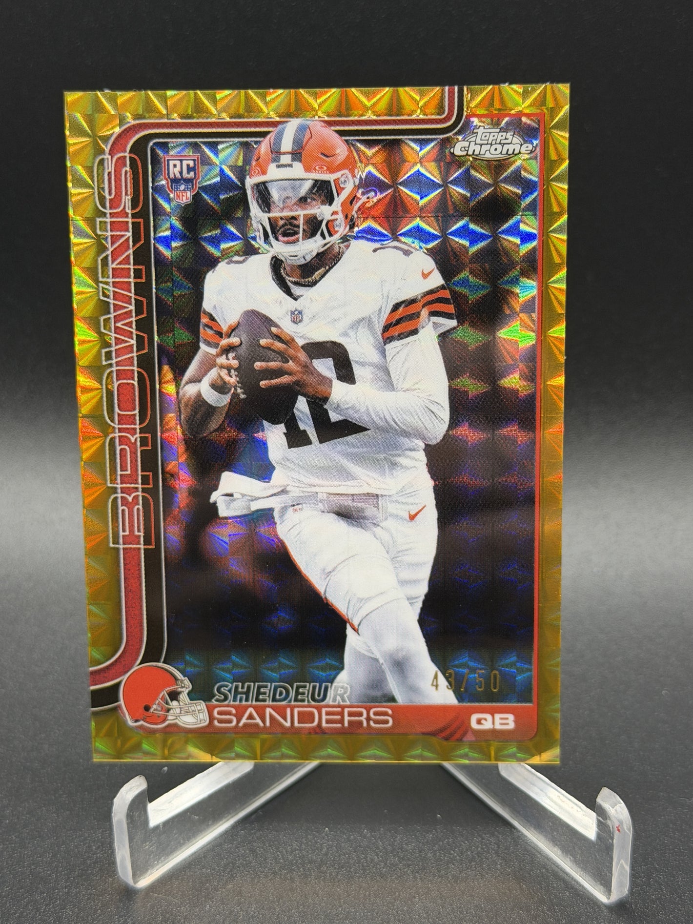 2025 Topps Chrome #315 Shedeur Sanders Gold Geometric Refractor #/50