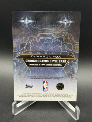 2025-26 Topps Chrome #CH-DF De’Aaron Fox Chromographs Refractor