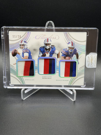 2025 Flawless Josh Allen James Cook Khalil Shakir Triple Patches Silver #/20