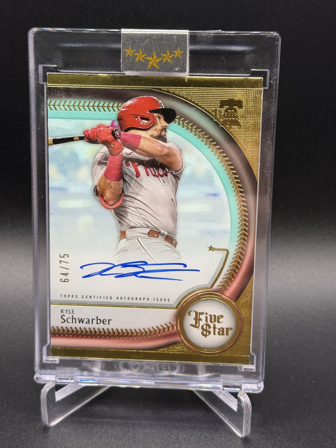 2025 Topps Five Star #FSA-KSC Kyle Schwarber Base Autographs Aqua #/75