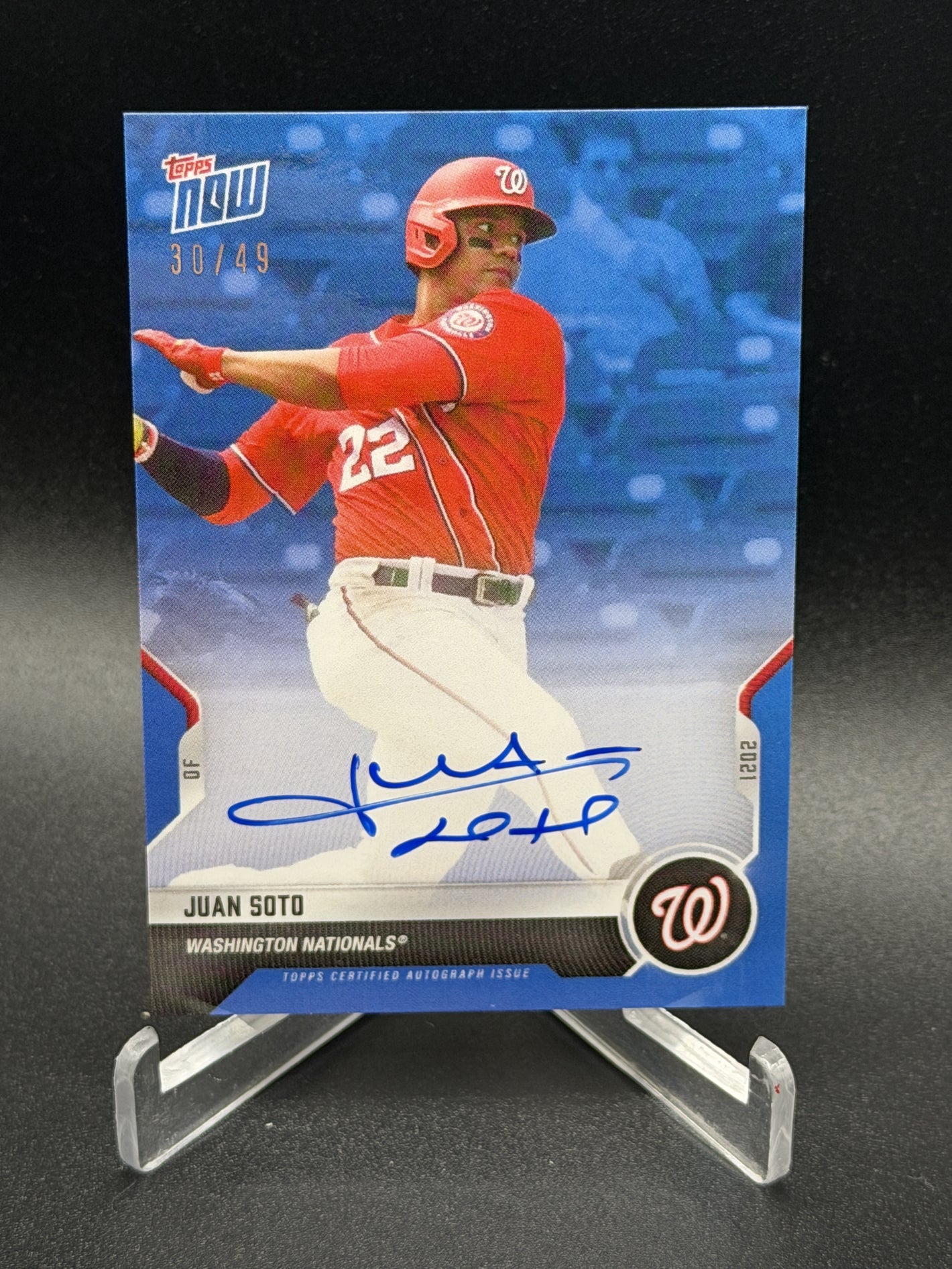 2021 Topps Now Road to Opening Day Washington Nationals Juan Soto Auto Blue #/49
