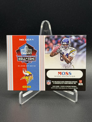2020 Panini Plates & Patches #CC-11 Randy Moss Canton Cloth Orange #/75