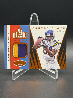 2020 Panini Plates & Patches #CC-11 Randy Moss Canton Cloth Orange #/75