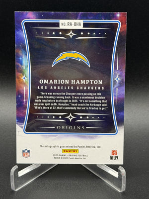 2025 Panini Origins #RA-OHA Omarion Hampton Rookie Autographs Red #/99