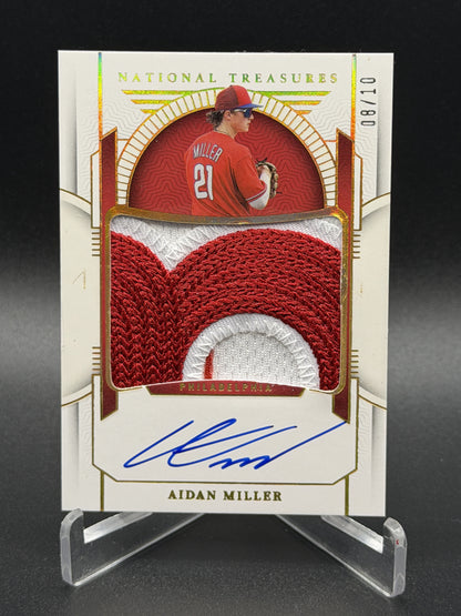2024 National Treasures Aidan Miller Prospect Material Auto Holo Gold /10