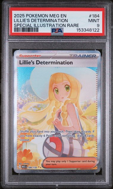 2025 POKEMON MEG EN-MEGA EVOLUTION #184 LILLIE'S DETERMINATION SPECIAL ILLUSTRATION RARE PSA 9