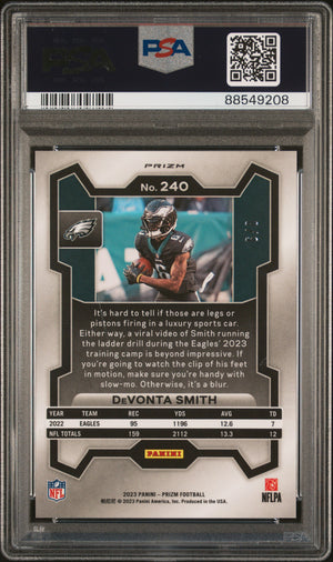 2023 Panini Prizm #240 DeVonta Smith Green Sparkle PSA 9 #/8