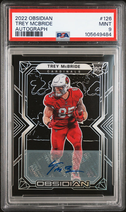 2022 Panini Obsidian #126 Trey McBride Rookie Auto /199 PSA 9