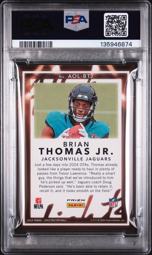 2024 Panini Spectra #AOL-BTJ Brian Thomas Jr. Rookie RC All of the Lights PSA 9