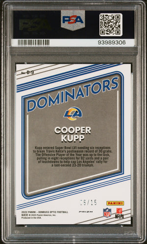 2022 Donruss Optic #D-9 Cooper Kupp Dominators Ice /15 PSA 10