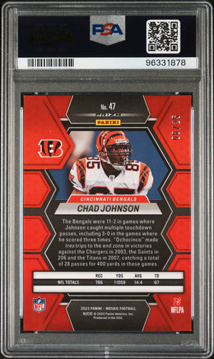 2023 Panini Mosaic #47 Chad Johnson White Mosaic /25 PSA 10