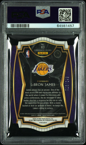 2020-21 Panini Select #113 LeBron James Blue Prizms Die Cut PSA 10 #/249