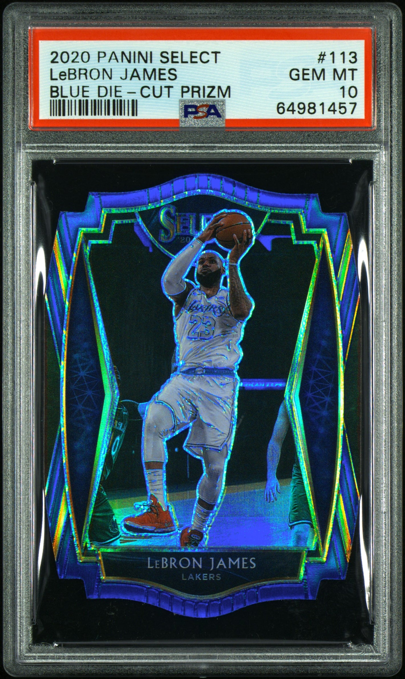 2020-21 Panini Select #113 LeBron James Blue Prizms Die Cut PSA 10 #/249