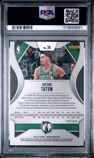 2019-20 Panini Prizm #39 Jayson Tatum Prizms Fast Break Purple PSA 10 #/75