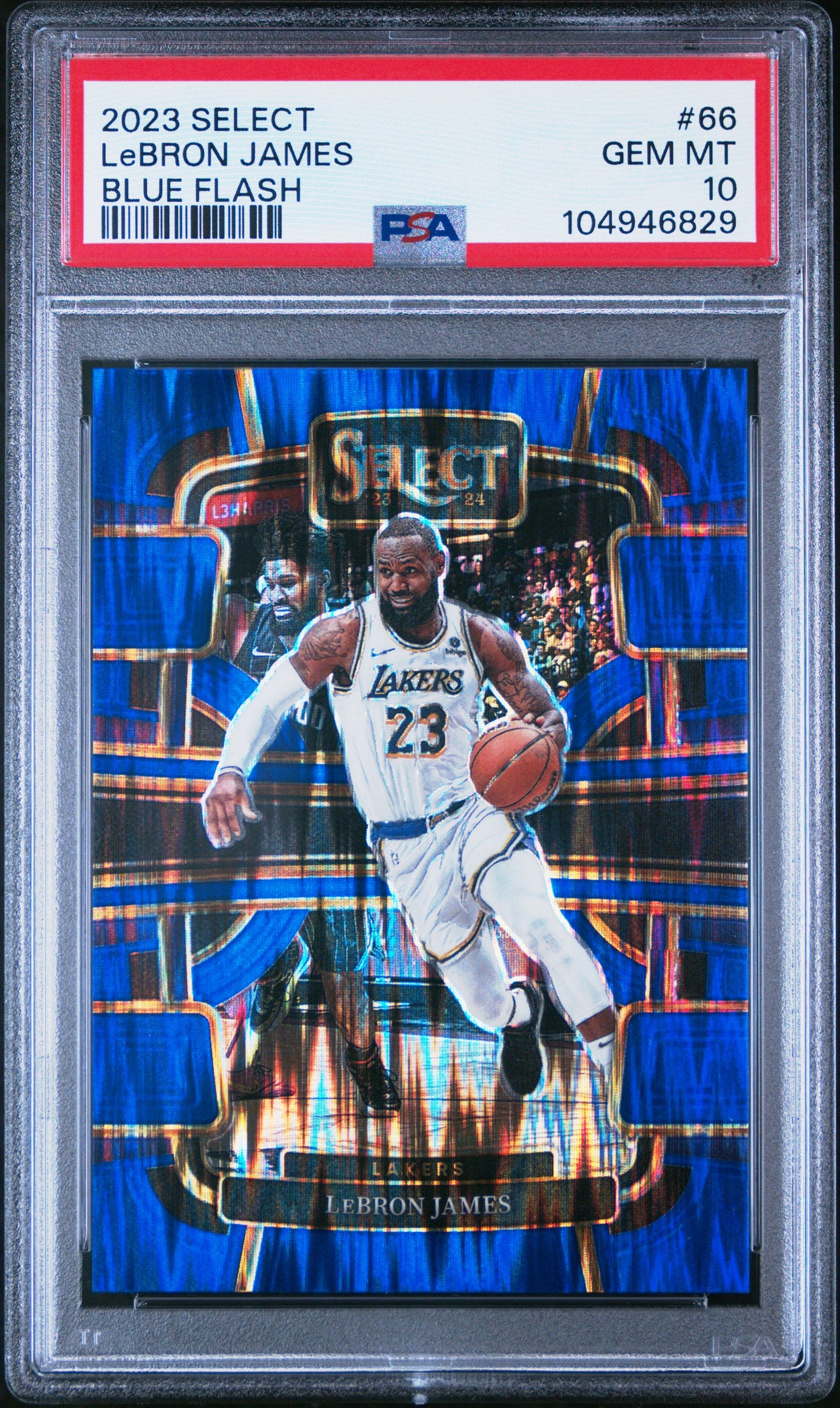 2023-24 Panini Select #66 LeBron James Blue Flash Prizms /99 PSA 10