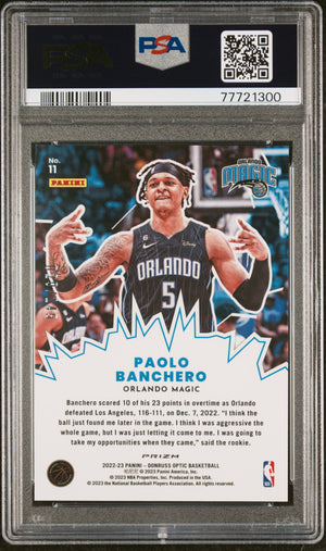 2022-23 Donruss Optic #11 Paolo Banchero My House Lime Green PSA 10 #/149