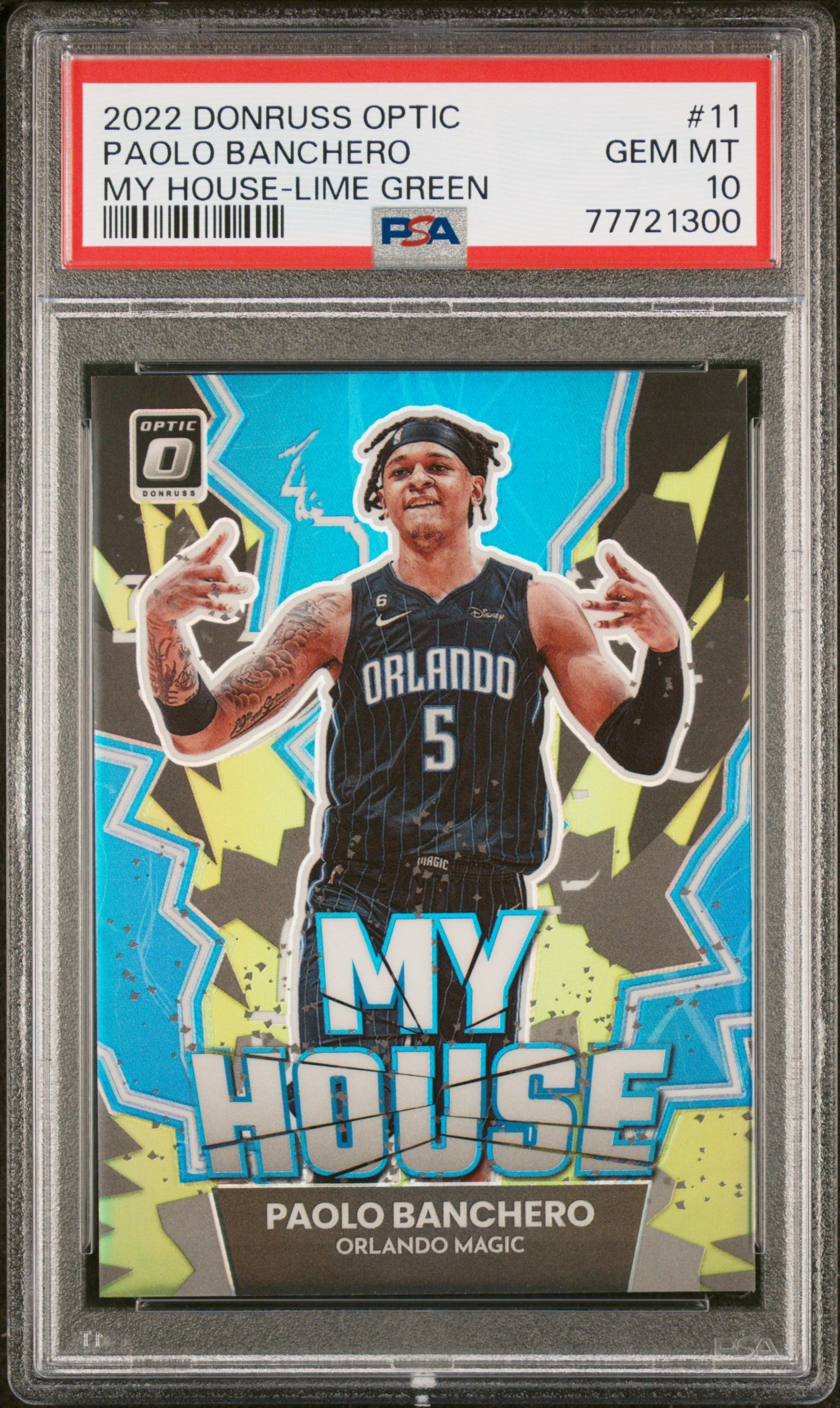 2022-23 Donruss Optic #11 Paolo Banchero My House Lime Green PSA 10 #/149