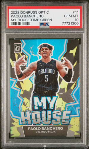 2022-23 Donruss Optic #11 Paolo Banchero My House Lime Green PSA 10 #/149