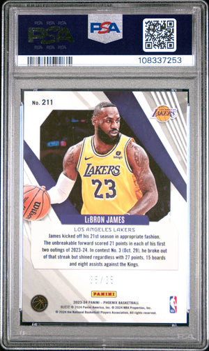 2023-24 Panini Phoenix #211 LeBron James International Blue PSA 10 #/35