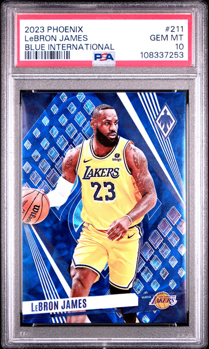 2023-24 Panini Phoenix #211 LeBron James International Blue PSA 10 #/35