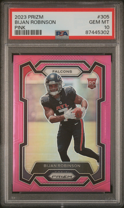 2023 Panini Prizm #305 Bijan Robinson Rookie RC Pink PSA 10