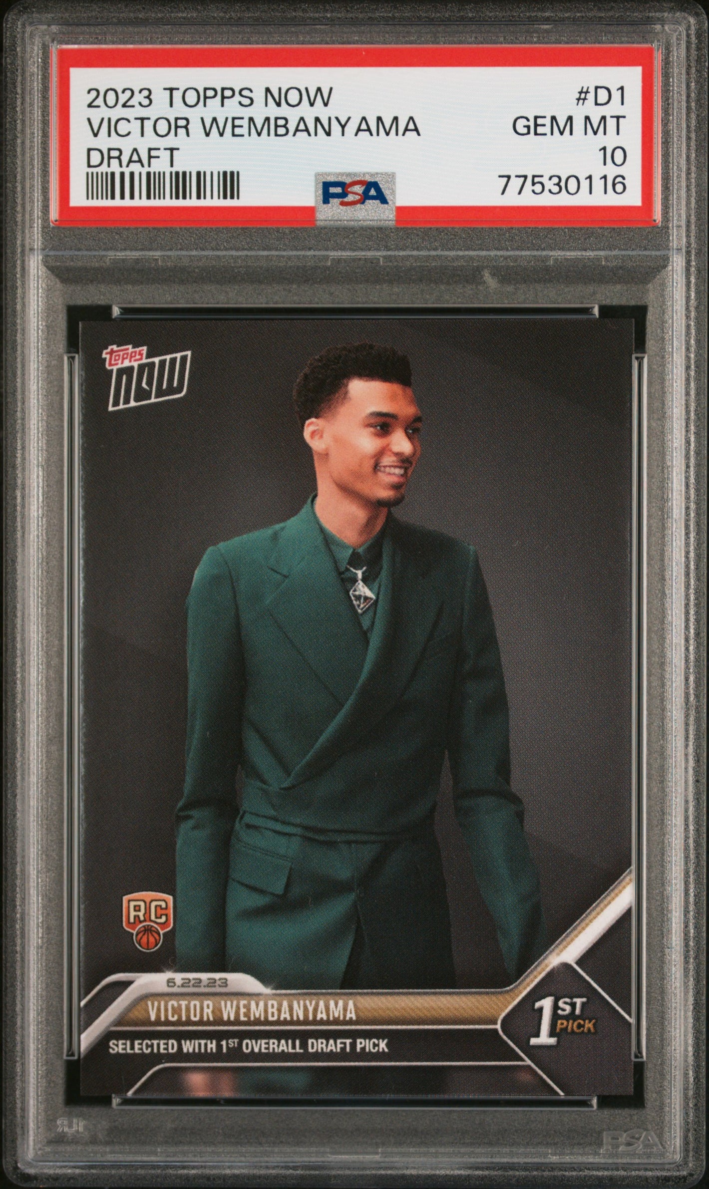2023 Topps Now #D1 Victor Wembanyama Rookie RC PSA 10