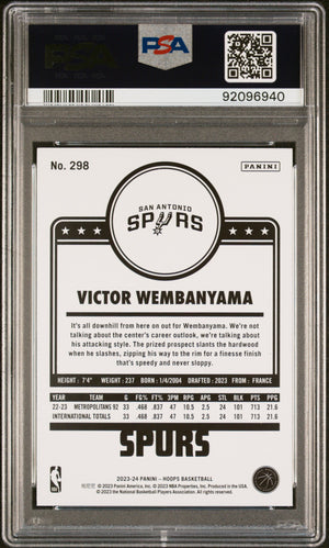 2023-24 Hoops #298 Victor Wembanyama Rookie RC PSA 10