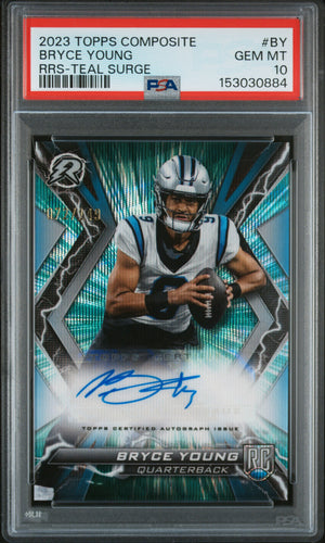 2023 Topps Composite Bryce Young Resurgence Rookie Auto Teal Surge /149 PSA 10