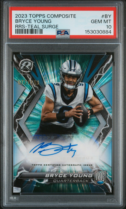 2023 Topps Composite Bryce Young Resurgence Rookie Auto Teal Surge /149 PSA 10