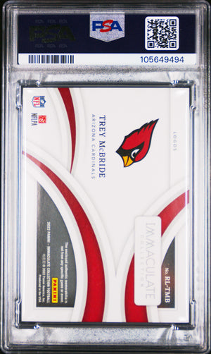 2022 Panini Immaculate Collection #RL-TMB Trey McBride Rookie Logos PSA 9 #/25