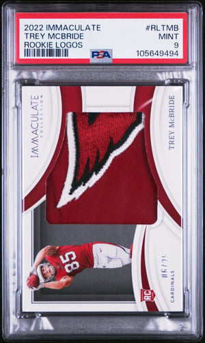 2022 Panini Immaculate Collection #RL-TMB Trey McBride Rookie Logos PSA 9 #/25