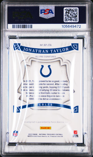 2023 National Treasures #AP-JTA Jonathan Taylor All-Pro Signatures /49 PSA 9