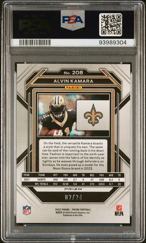 2022 Panini Prizm #208 Alvin Kamara Gold Sparkle /24 PSA 9