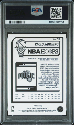 2023-24 Hoops #76 Paolo Banchero Hyper Gold PSA 10 #/10